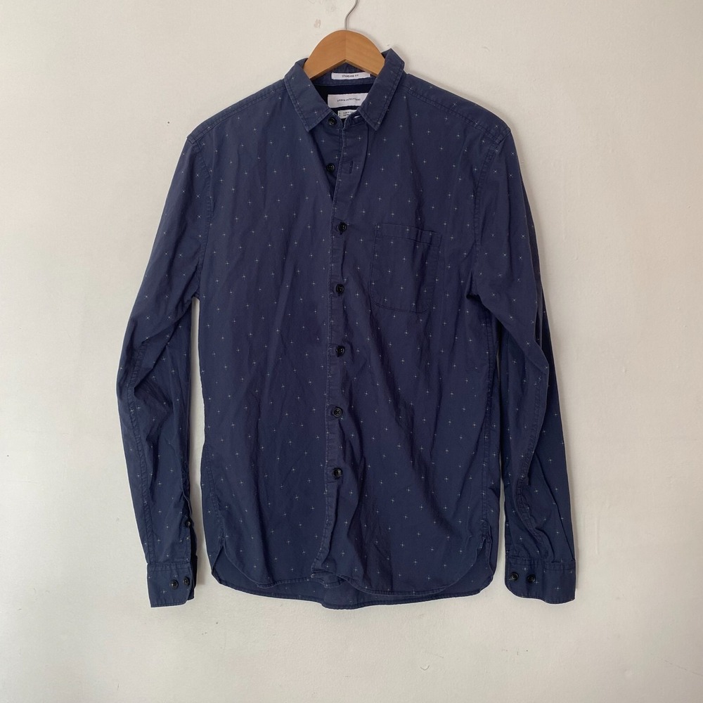 Urban Outfitters Men's Blue Button Down Dot Pattern Shirt Size Small